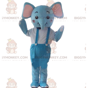 Blue elephant BIGGYMONKEY™ mascot costume, pachyderm costume