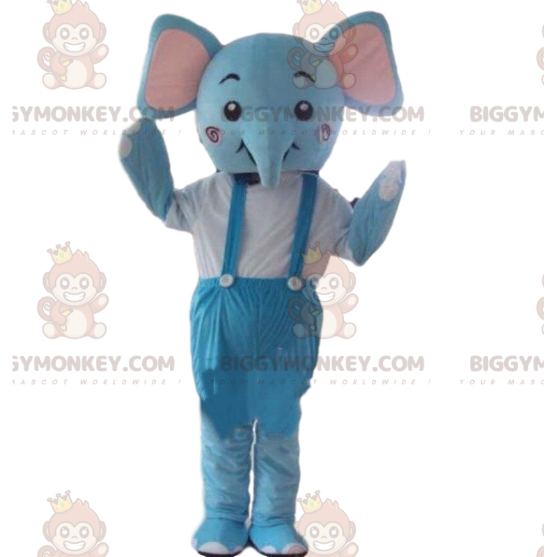 Blå elefant BIGGYMONKEY™ maskotdräkt, pachyderm kostym, blått Blå elefant BIGGYMONKEY™ maskotdräkt, pachyderm kostym, blått