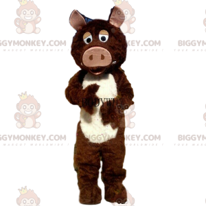 BIGGYMONKEY™ mascot costume brown and white boar, wild pig