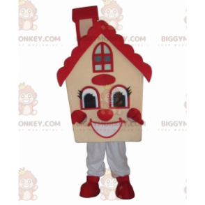 Yellow house BIGGYMONKEY™ mascot costume, dwelling costume