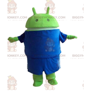 BIGGYMONKEY™ Android maskot kostume, grøn robot kostume, GSM