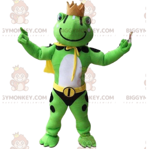Frog BIGGYMONKEY™ mascot costume, king costume, hero costume -