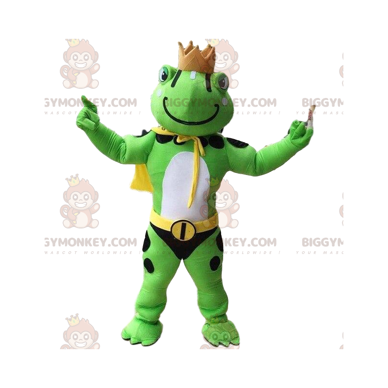 Frosch BIGGYMONKEY™ Maskottchenkostüm, Königskostüm Frosch BIGGYMONKEY™ Maskottchenkostüm, Königskostüm