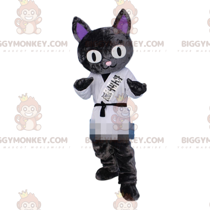 Disfraz de mascota gato BIGGYMONKEY™, disfraz de judoka Disfraz de mascota gato BIGGYMONKEY™, disfraz de judoka