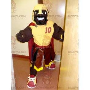 BIGGYMONKEY™ maskotkostume afrikansk gladiator med gul rustning