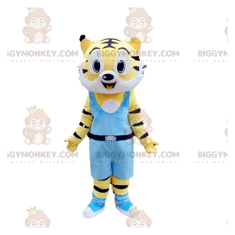 Traje de mascota BIGGYMONKEY™ de tigre amarillo y blanco, traje felino, animal feroz - Mascotas tigre - BiggyMonkey.com