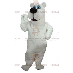 Witte teddy BIGGYMONKEY™ mascotte kostuum, witte beer kostuum