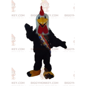 Black rooster BIGGYMONKEY™ mascot costume, chicken costume, hen