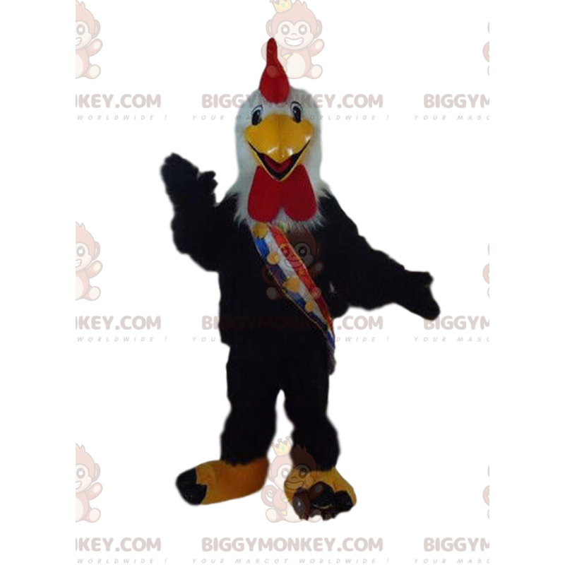 Black rooster BIGGYMONKEY™ mascot costume, chicken costume, hen Black rooster BIGGYMONKEY™ mascot costume, chicken costume, hen