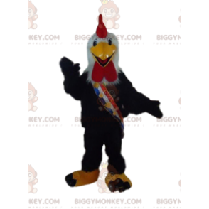 Mascotte kostuum zwarte haan BIGGYMONKEY™, kippenkostuum