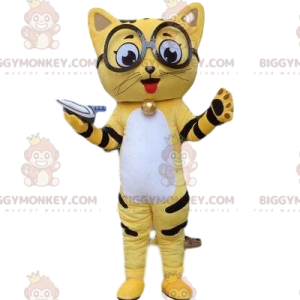 Yellow cat BIGGYMONKEY™ mascot costume, cat costume, feline