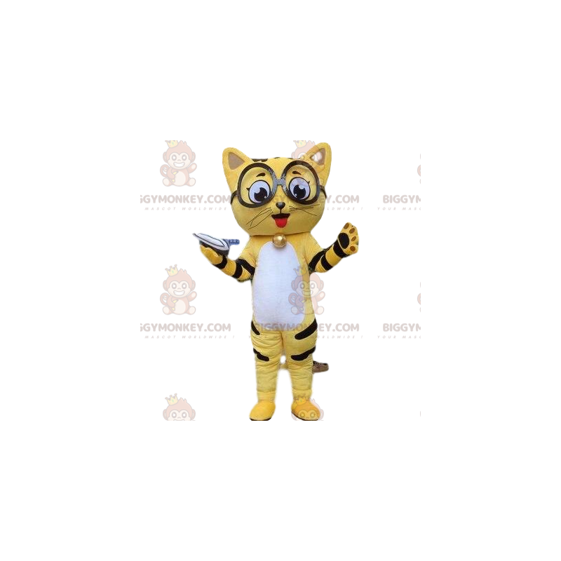 Kostým maskota žluté kočky BIGGYMONKEY™, kostým kočky, kočičí Kostým maskota žluté kočky BIGGYMONKEY™, kostým kočky, kočičí