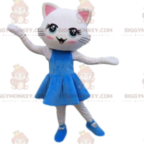 Costume de mascotte BIGGYMONKEY™ de chat blanc en robe, costume de chatte - Mascottes de chat - BiggyMonkey.com