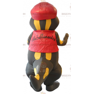 Sødt sort og gul salamander maskotkostume BIGGYMONKEY™ klædt i