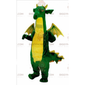 BIGGYMONKEY™ maskot kostume grøn og gul drage, dinosaur kostume - Drage maskot - BIGGYMONKEY_08479 - BiggyMonkey.com