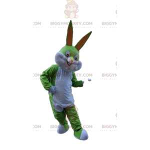 Groen konijn BIGGYMONKEY™ mascottekostuum, groen dier, Bugs