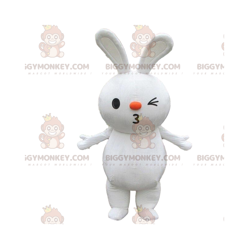 Stor hvid kanin BIGGYMONKEY™ maskot kostume, gnaver kostume Stor hvid kanin BIGGYMONKEY™ maskot kostume, gnaver kostume