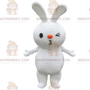 Big white rabbit BIGGYMONKEY™ mascot costume, rodent costume