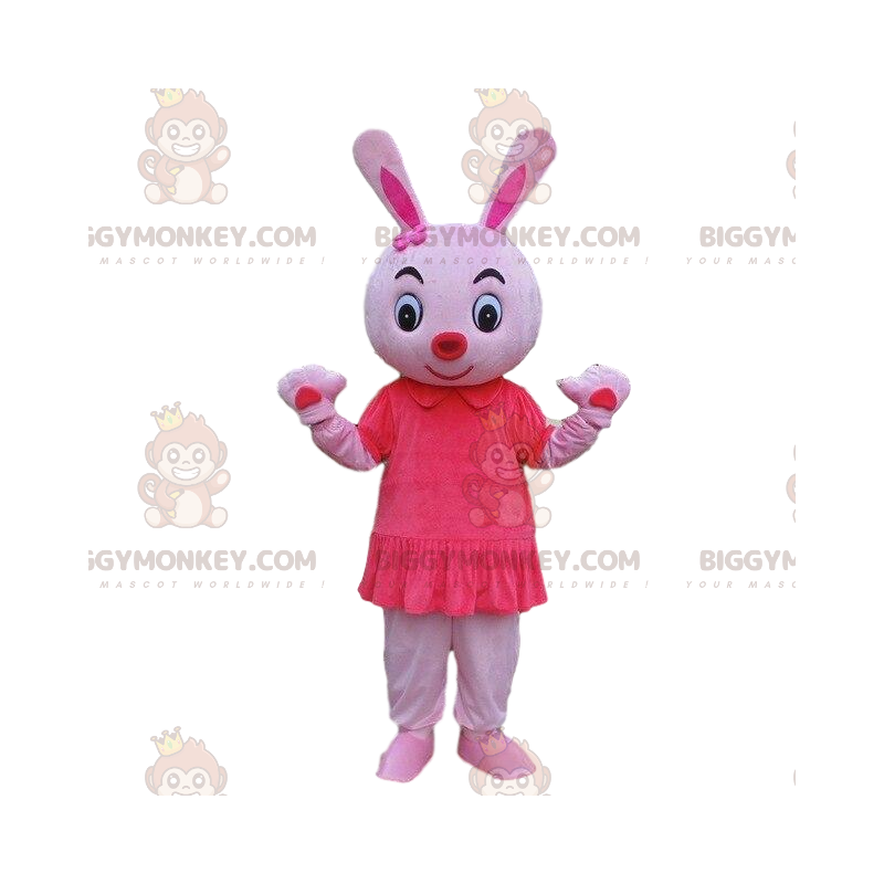 BIGGYMONKEY™ pink rabbit mascot costume, rodent costume, pink BIGGYMONKEY™ pink rabbit mascot costume, rodent costume, pink