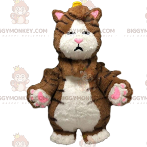 BIGGYMONKEY™ Big Brown and White Cat Mascot Costume, Inflatable