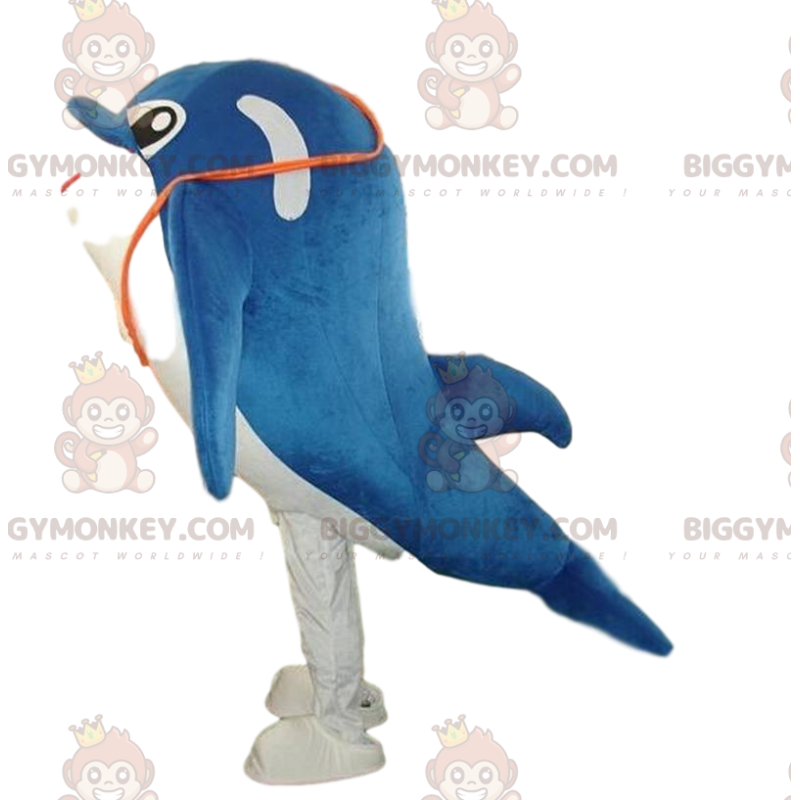 BIGGYMONKEY™ maskottiasu valkoinen ja sininen delfiini BIGGYMONKEY™ maskottiasu valkoinen ja sininen delfiini
