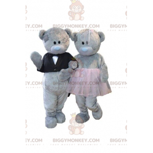 2 BIGGYMONKEY™s Maskottchen aus grauen Teddybären
