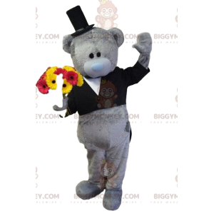 Traje de mascote de ursinho cinza BIGGYMONKEY™, traje de urso
