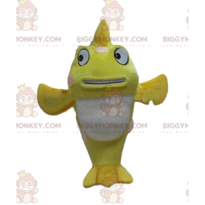 Giant yellow and white fish BIGGYMONKEY™ mascot costume, fish