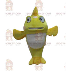 Fantasia de mascote gigante de peixe amarelo e branco BIGGYMONKEY™, fantasia de peixe - Mascotes de peixe - BiggyMonkey.com