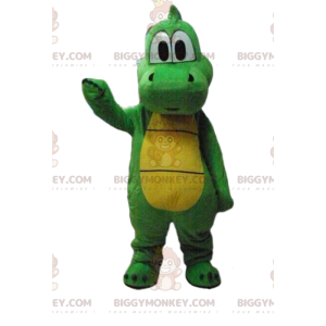 BIGGYMONKEY™ costume da mascotte dinosauro verde e giallo