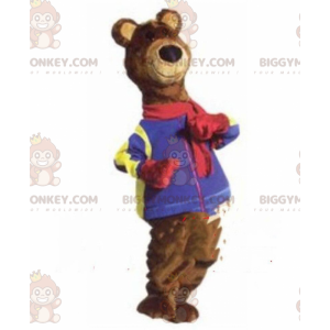 Brown bear BIGGYMONKEY™ mascot costume, brown winter teddy bear