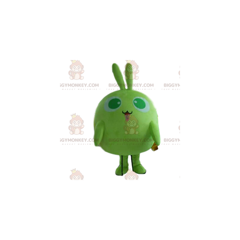 Green Rabbit BIGGYMONKEY™ Mascot Costume, Round Little Monster Green Rabbit BIGGYMONKEY™ Mascot Costume, Round Little Monster