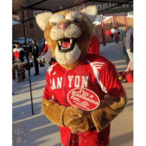BIGGYMONKEY™ Mascot Costume Brown And White Tiger In Red