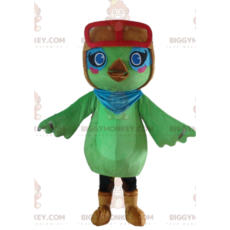Costume de mascotte BIGGYMONKEY™ d'oiseau vert, costume Costume de mascotte BIGGYMONKEY™ d'oiseau vert, costume