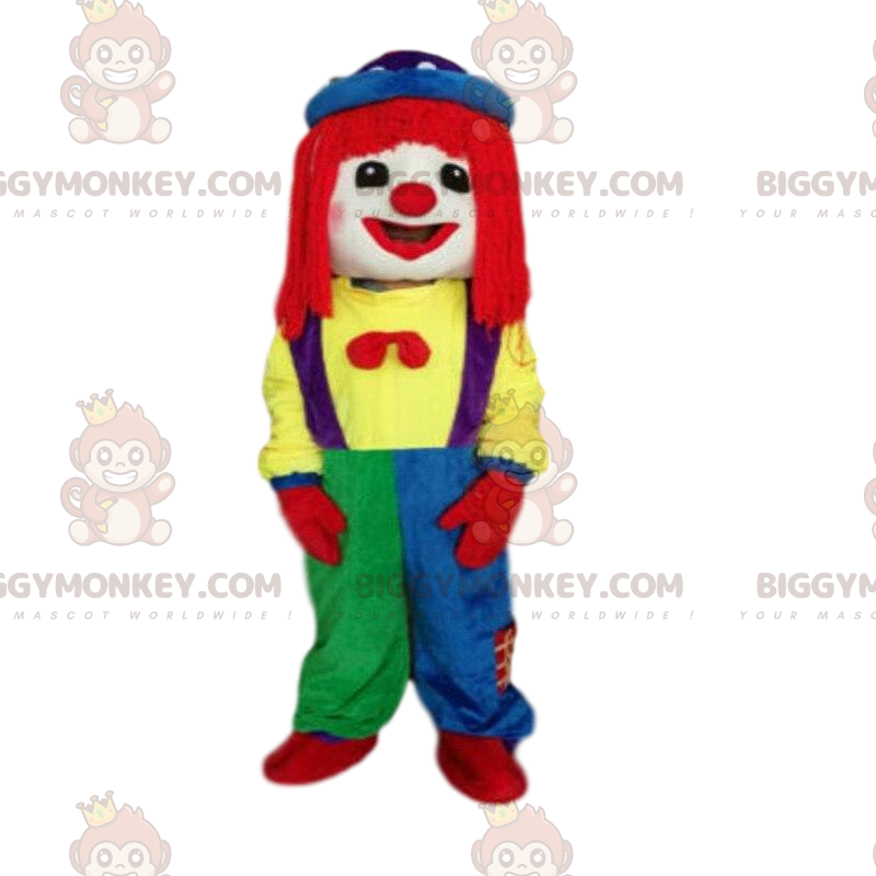 Traje de mascote de palhaço multicolorido BIGGYMONKEY™, traje