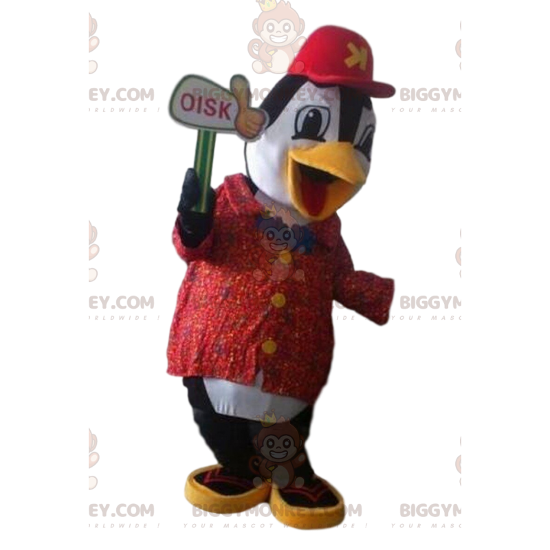 Disfraz de mascota BIGGYMONKEY™ pingüino blanco y negro Disfraz de mascota BIGGYMONKEY™ pingüino blanco y negro