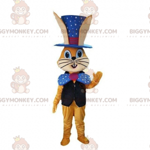 Orange Bunny BIGGYMONKEY™ Mascot Costume in Magician Outfit