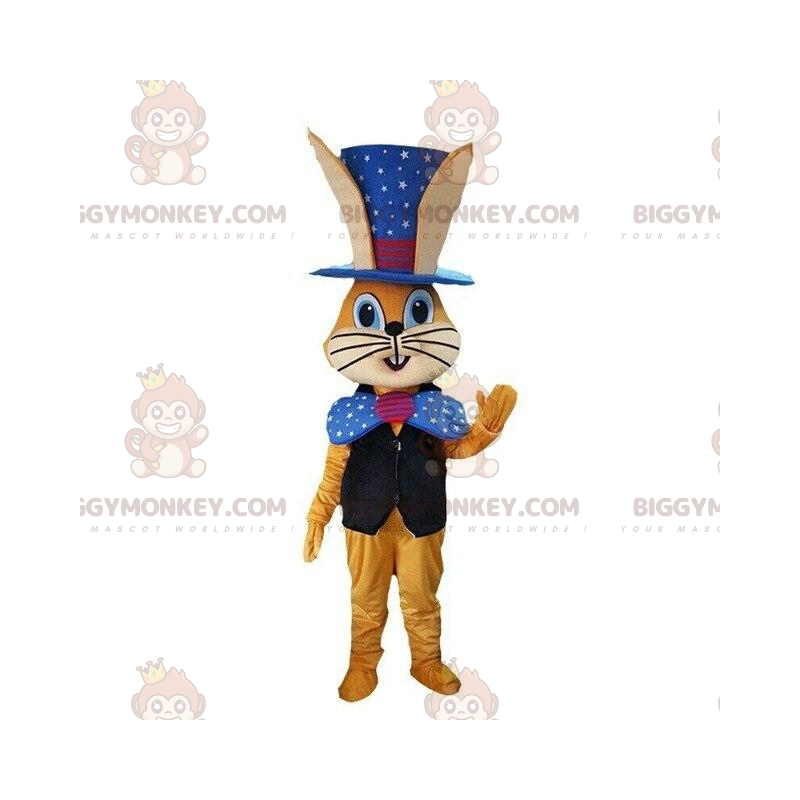 Traje de mascote Orange Bunny BIGGYMONKEY™ em traje de mágico