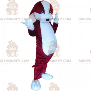 Punavalkoinen koiran BIGGYMONKEY™ maskottiasu, kaksivärinen