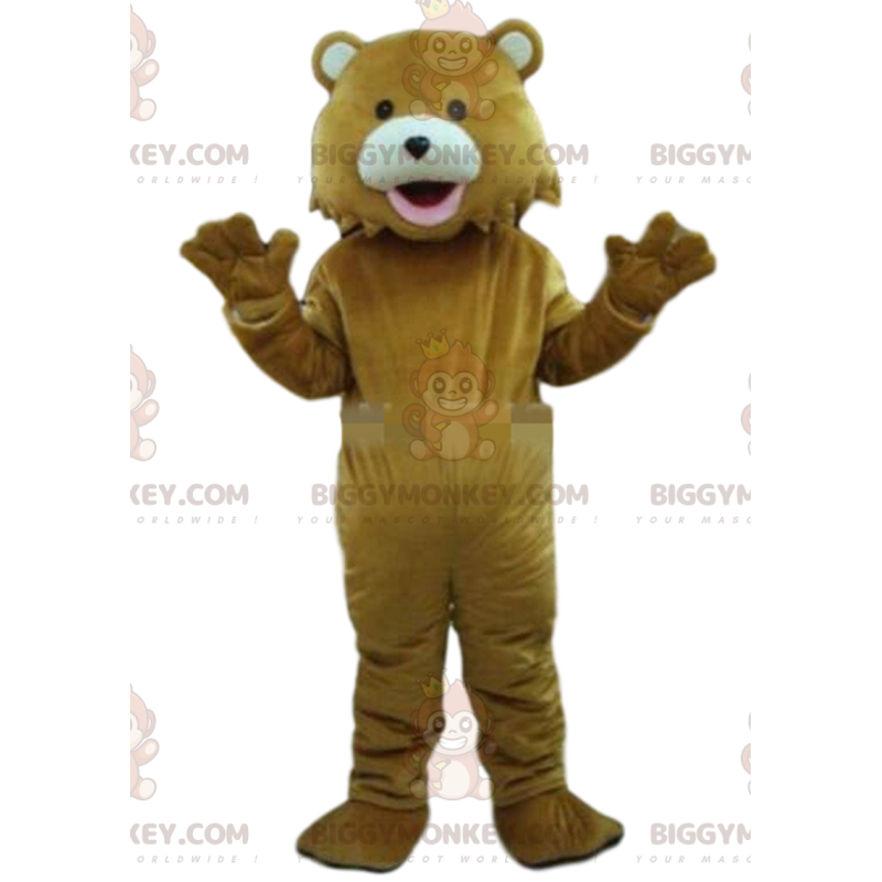 Traje de mascote de ursinho marrom BIGGYMONKEY™, fantasia de Traje de mascote de ursinho marrom BIGGYMONKEY™, fantasia de