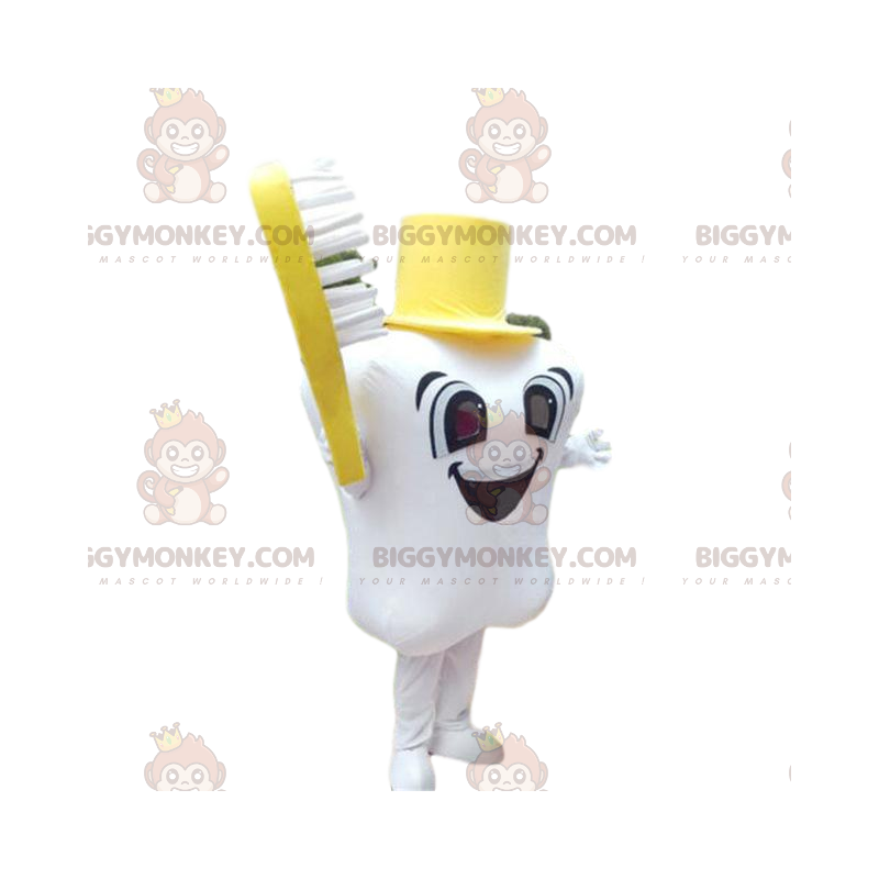 Costume de mascotte BIGGYMONKEY™ de dent géante avec une brosse Costume de mascotte BIGGYMONKEY™ de dent géante avec une brosse