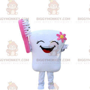 Lachende tand BIGGYMONKEY™ mascottekostuum met een