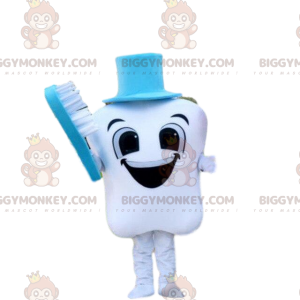 Lachende tand BIGGYMONKEY™ mascottekostuum met blauwe