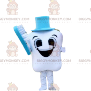 Στολή μασκότ Smiling Tooth BIGGYMONKEY™ με μπλε οδοντόβουρτσα - Μασκότ αντικειμένων - BIGGYMONKEY_08552 - BiggyMonkey.com