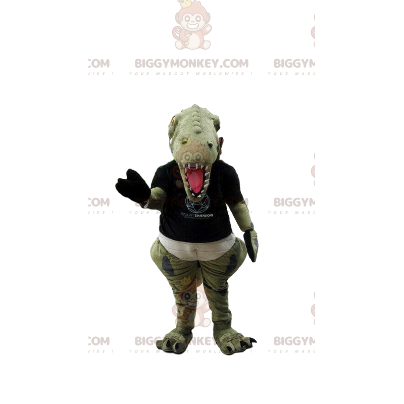 Grøn dinosaur BIGGYMONKEY™ maskotkostume, farligt dyrekostume - Grøn dinosaur BIGGYMONKEY™ maskotkostume, farligt dyrekostume -