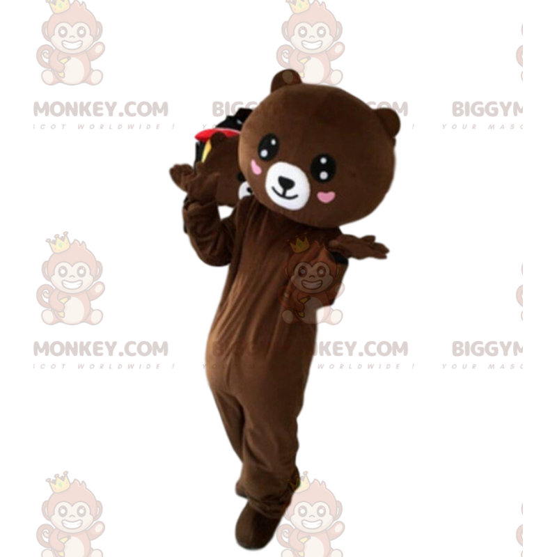 BIGGYMONKEY™ mascottekostuum van bruine teddybeer met hartjes BIGGYMONKEY™ mascottekostuum van bruine teddybeer met hartjes