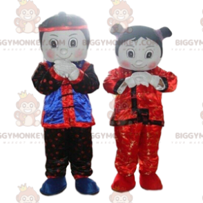 2 BIGGYMONKEY™-maskottia, poika ja tyttö, 2 aasialaista hahmoa - Poikien ja tyttöjen maskotit - BiggyMonkey.com