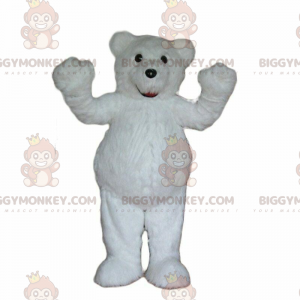 Hvid bamse BIGGYMONKEY™ maskotkostume, hvidbjørnekostume