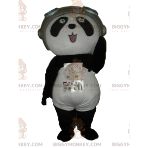 BIGGYMONKEY™ maskotkostume af panda i flyverdragt