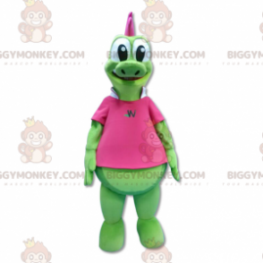 Pink Crested Green Dragon BIGGYMONKEY™ maskotkostume -